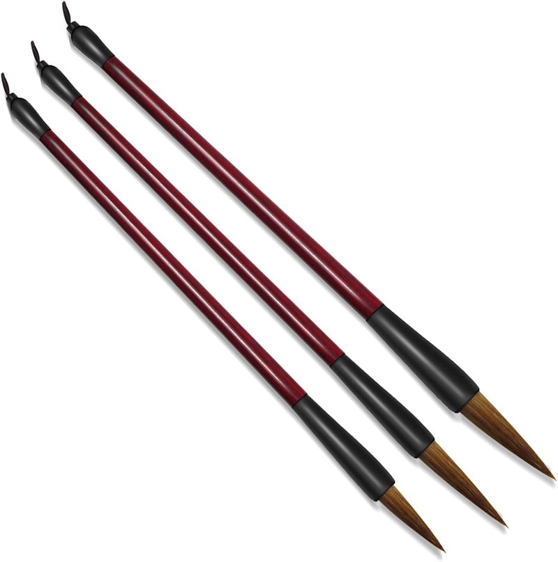BangBoom Chinese Calligraphy Brush Set - Kanji Sumi Drawing Brush with Resin Handle for Beginners (3 PCS) - Image 1
